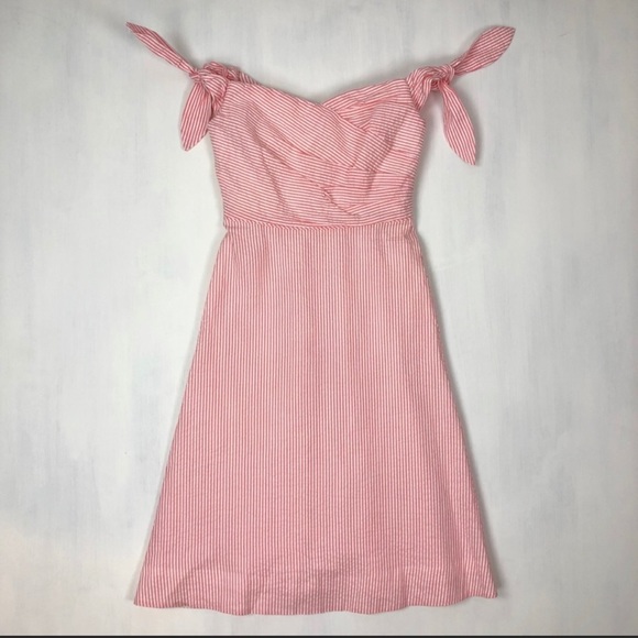 J. Crew Off the Shoulder Seersucker Dress - Picture 3 of 6